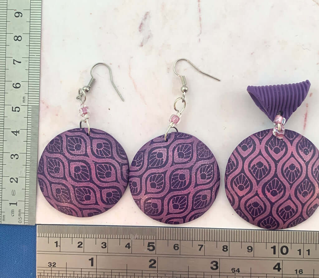 Pink and purple earrings size