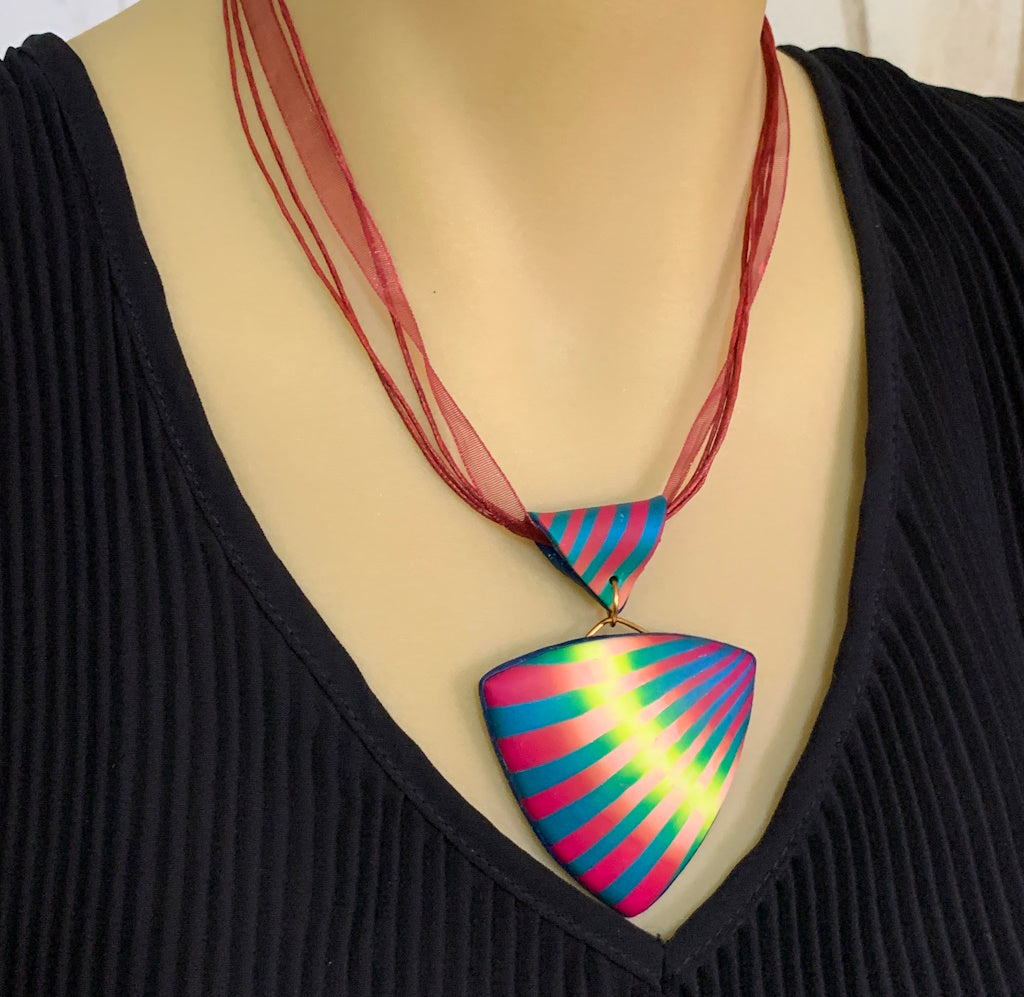Ladies statement colour burst pendant and earrings