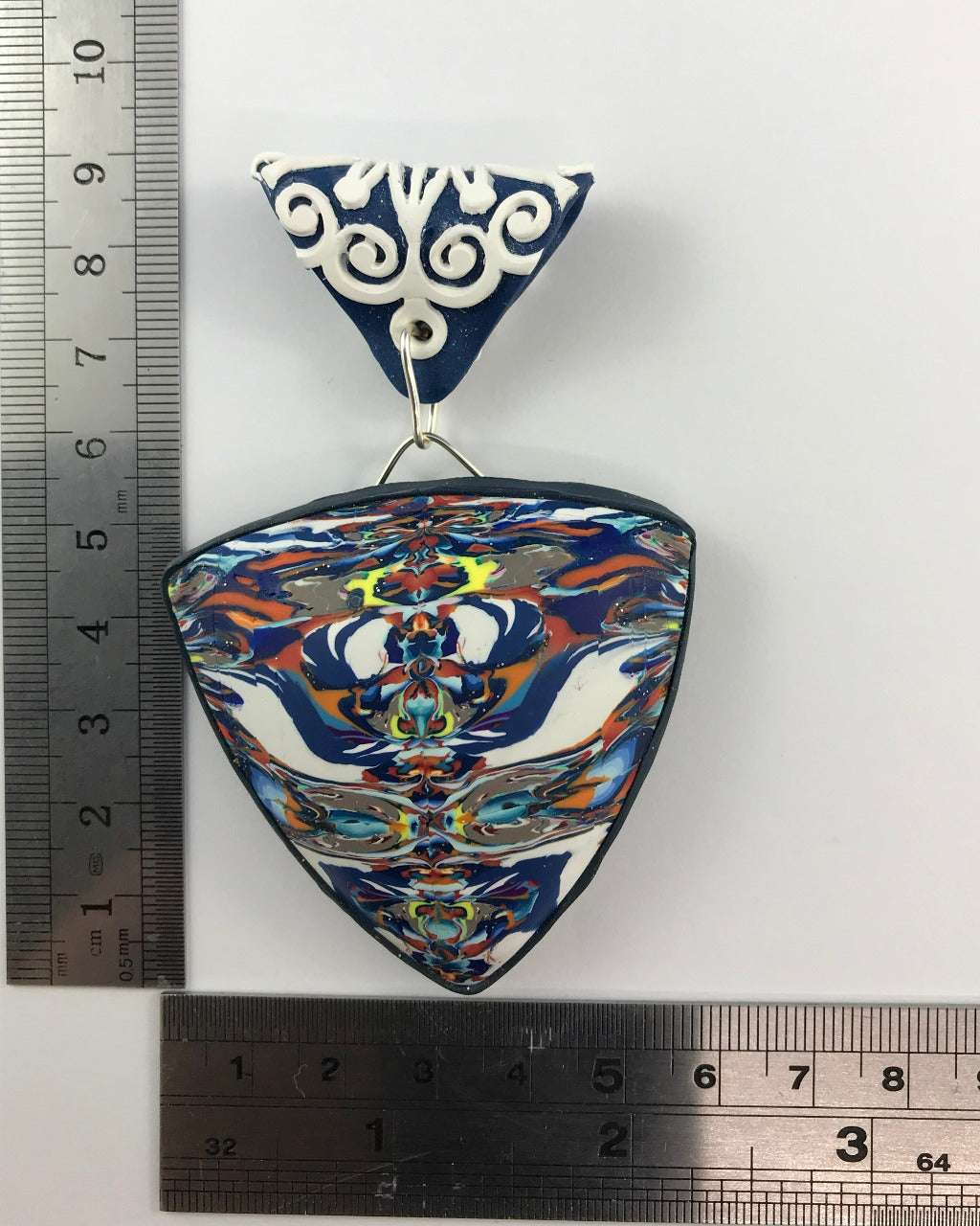 Bold Blue and White abstract feature pendant