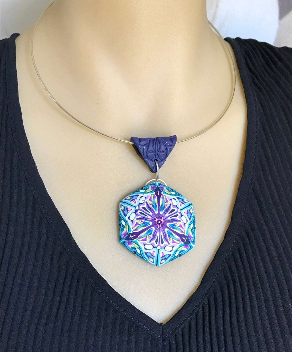 Abstract pastel pendant: Passionfruit flower
