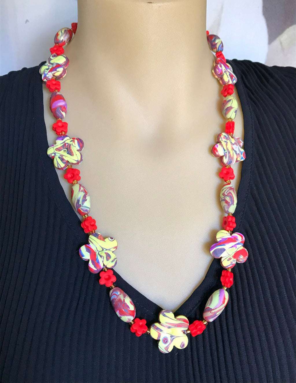 red and yellow necklace set