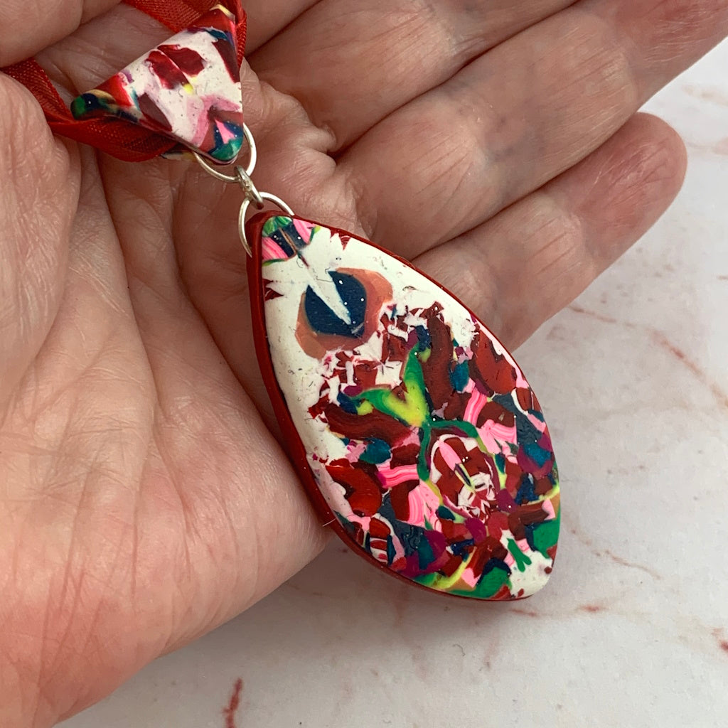 Pretty abstract art OOAK pendant
