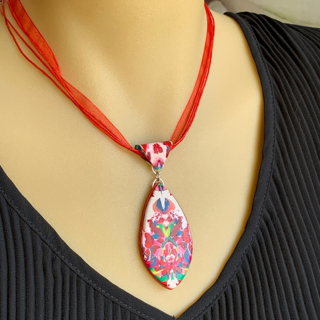 Pretty abstract art OOAK pendant