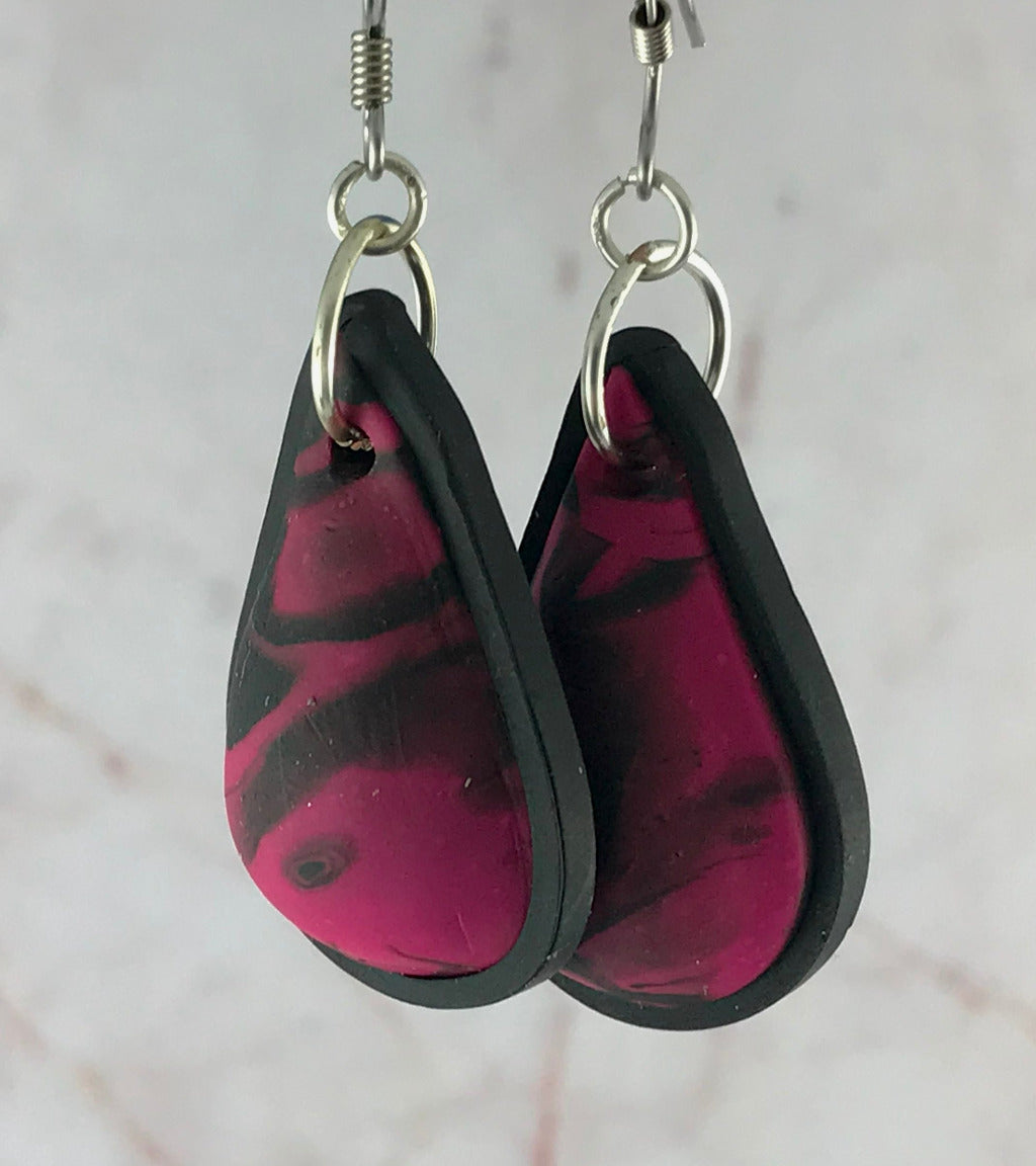 pink flower power pendant and earrings 1