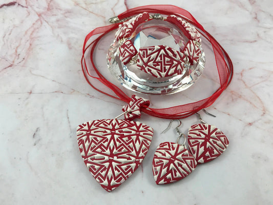 red and white modern textured set