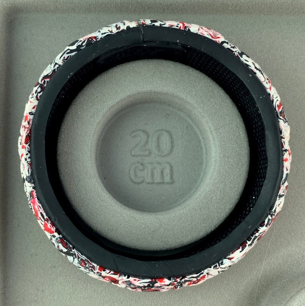 Unusual textured bangle in red, black and white