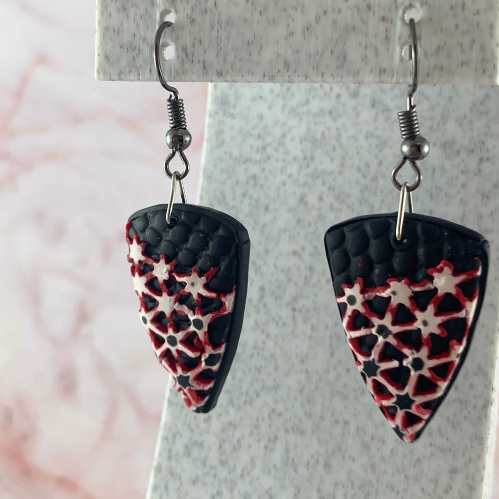 Statement Geometric Polymer Clay Jewellery Set (Black, Red & White)