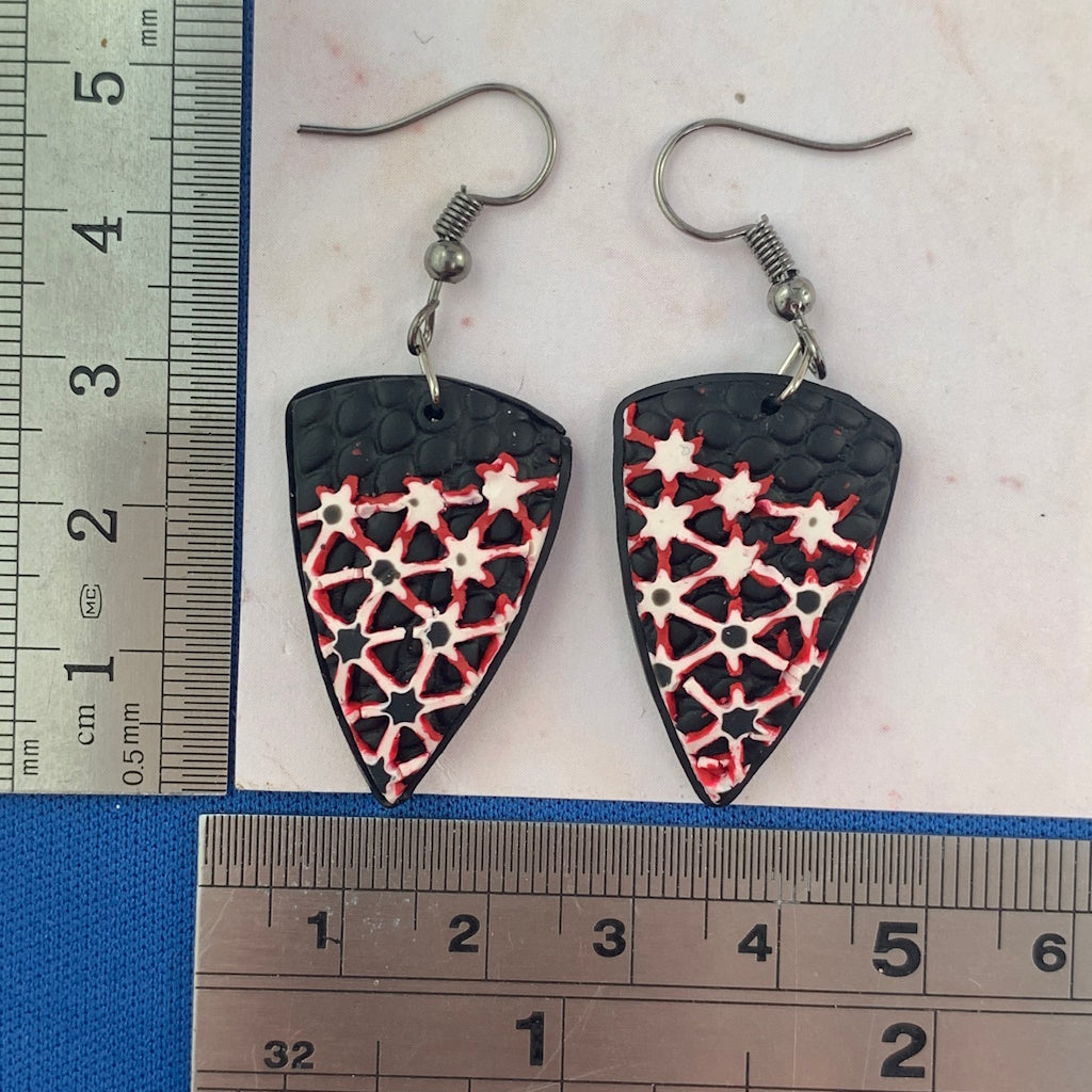 Statement Geometric Polymer Clay Jewellery Set (Black, Red & White)