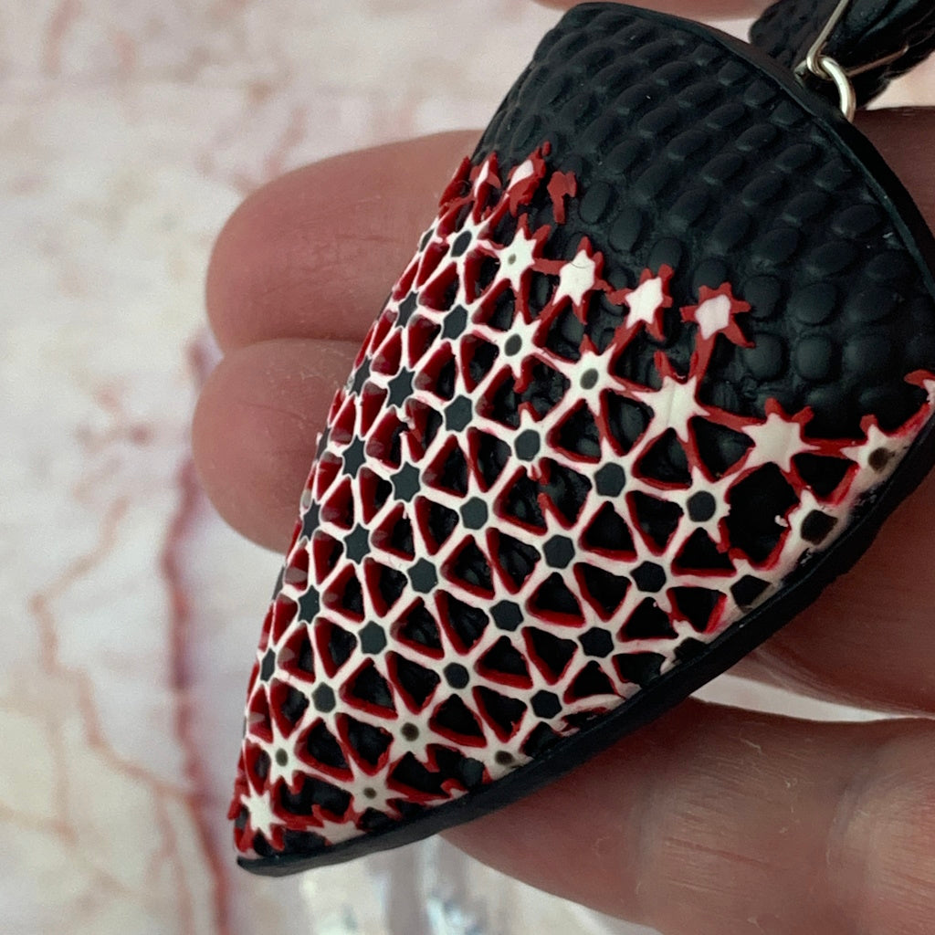 Statement Geometric Polymer Clay Jewellery Set (Black, Red & White)