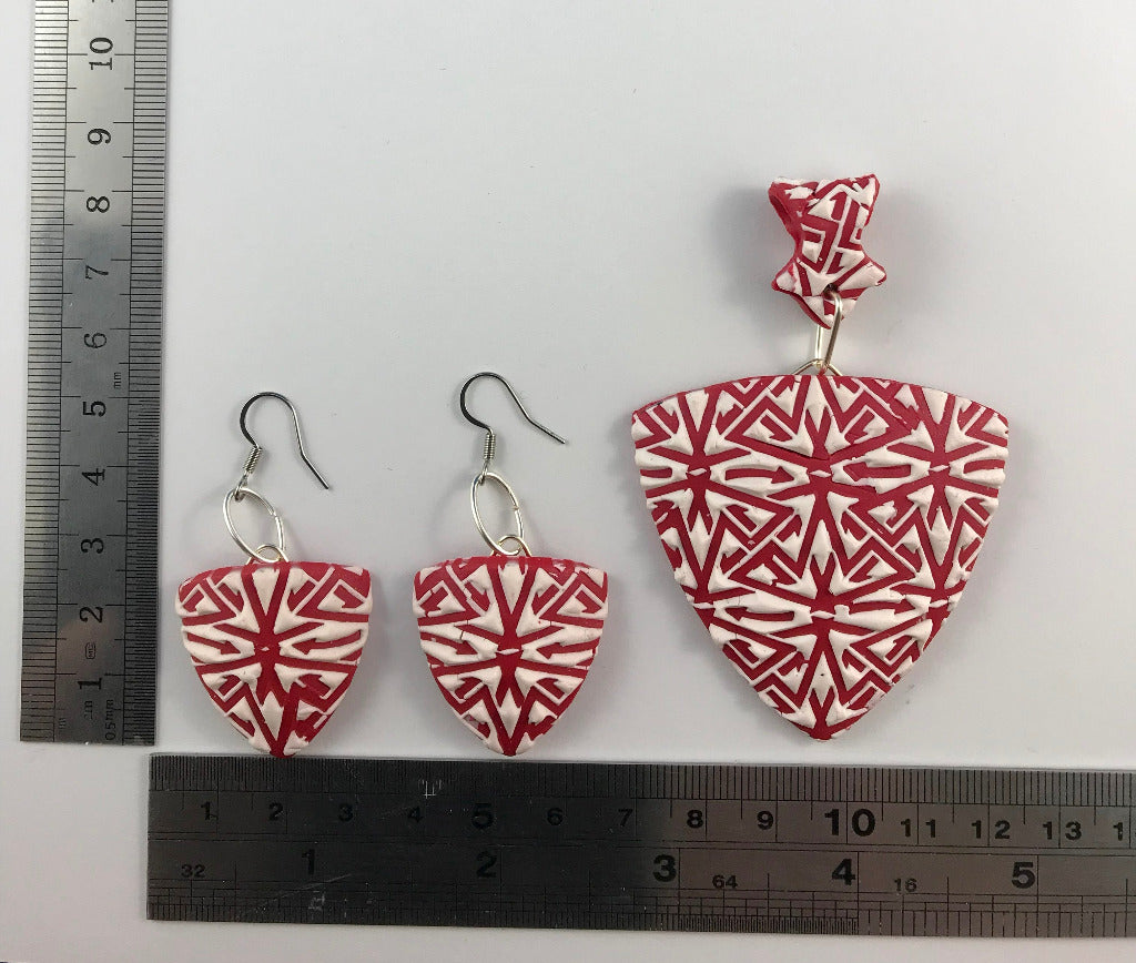 red and white modern textured set