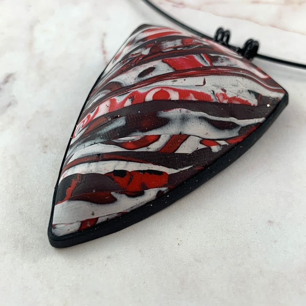 Feature Pendant red white and black collage: OOAK