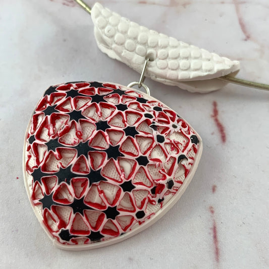 Striking smaller pendant Red, White and Black