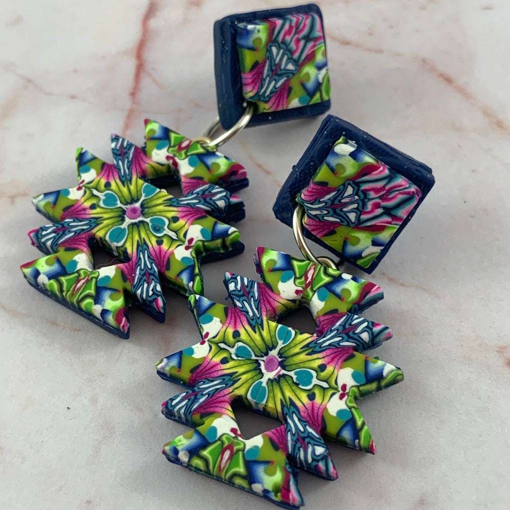 Aztec influenced ladies' earrings
