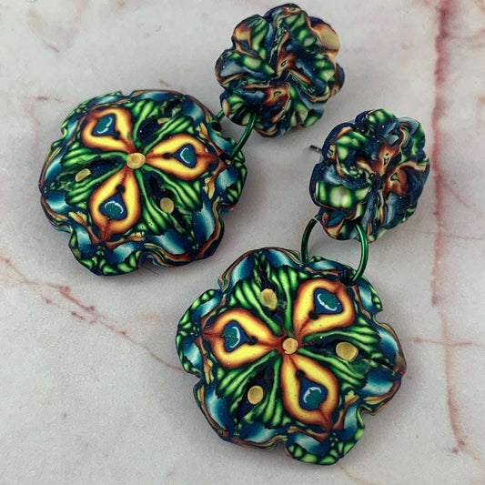 Yellow, Green and Blue designer earrings