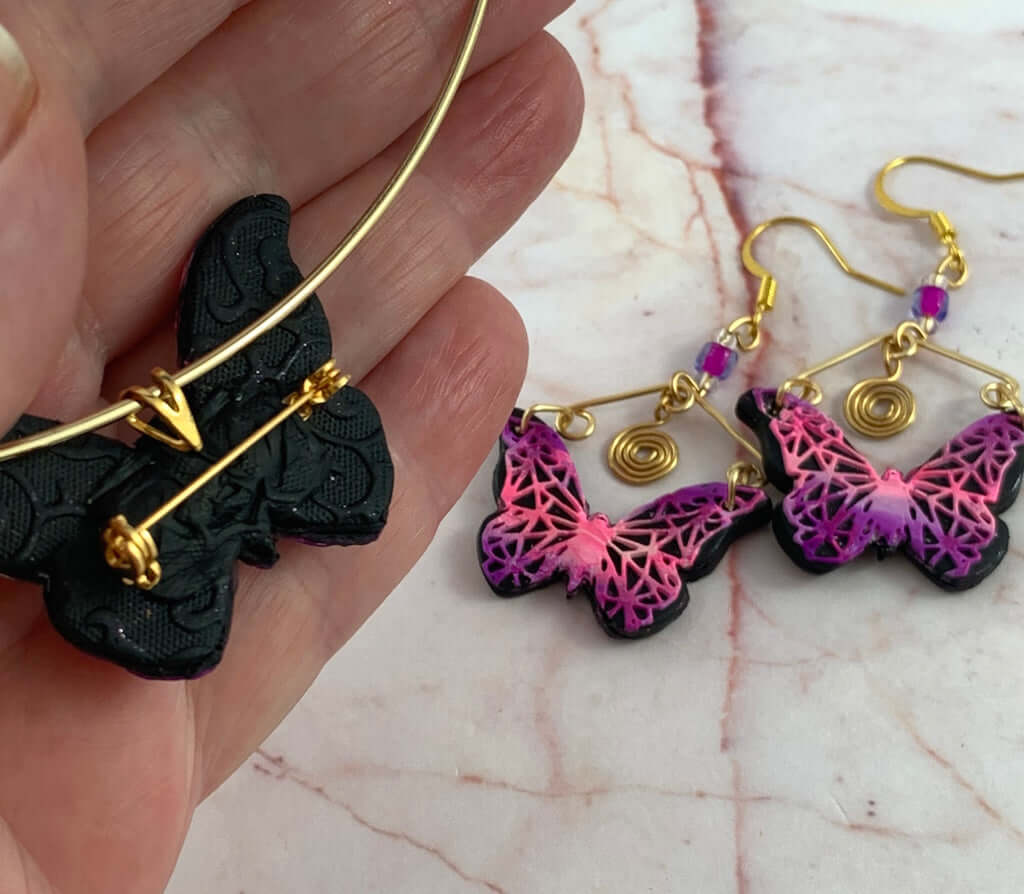 Dual purpose butterfly brooch and pendant with secure clasp, handmade fashion jewellery Australia