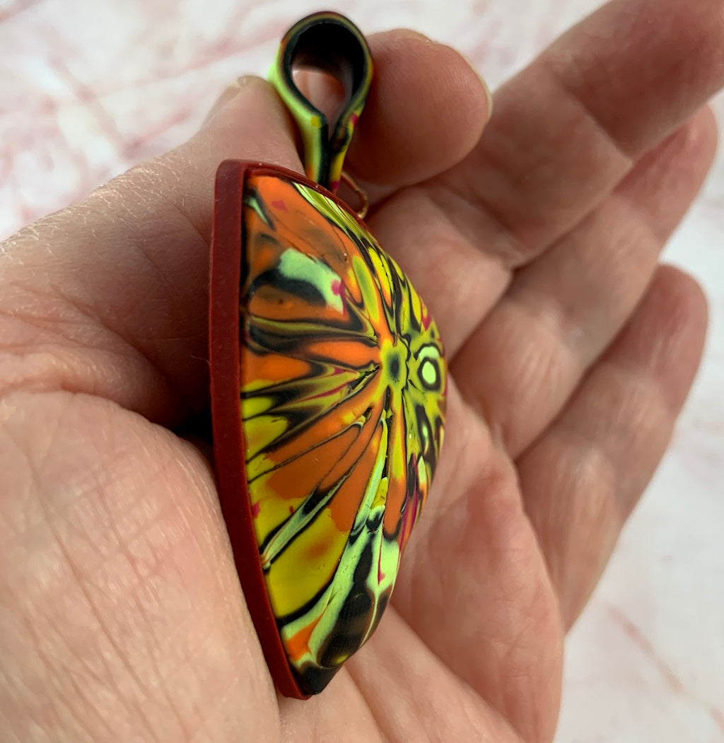 Handmade pendant Australia, lightweight statement necklace, artisan polymer clay pendant, unique summer jewellery