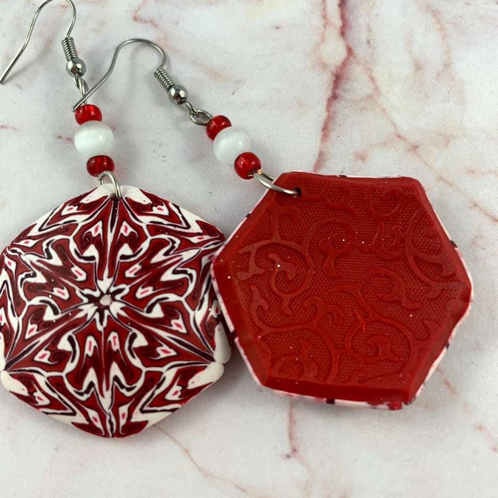 Red and White Arrow Heart earrings-Rennique Jewellery
