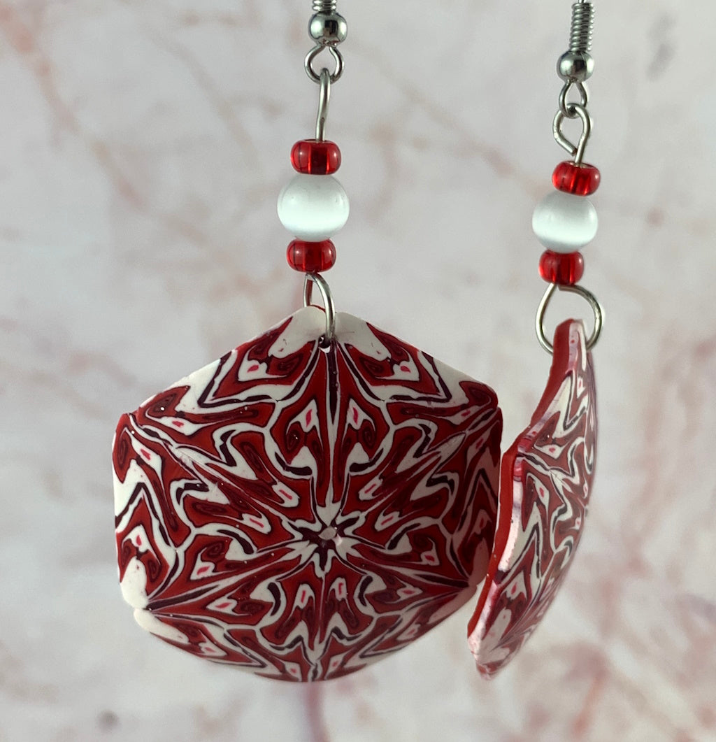 Red and White Arrow Heart earrings-Rennique Jewellery