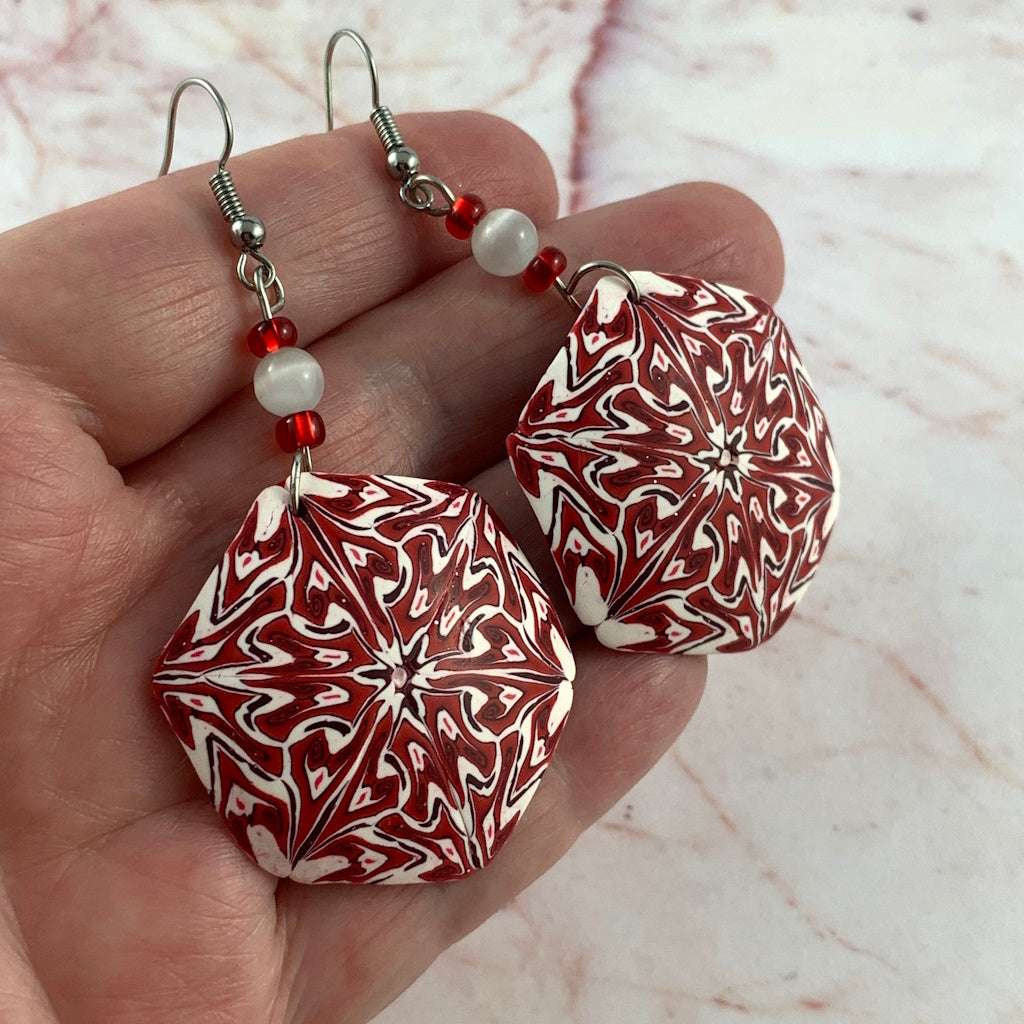 Red and White Arrow Heart earrings-Rennique Jewellery