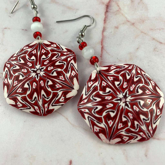 Red and White Arrow Heart earrings-Rennique Jewellery