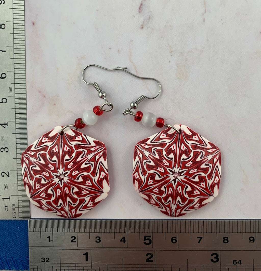 Red and White Arrow Heart earrings-Rennique Jewellery