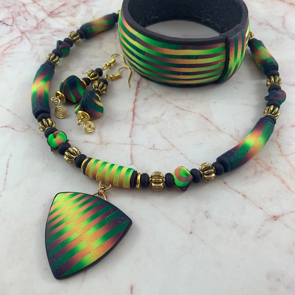 Limited edition Rennique ladies jewellery collection including statement necklace, pendant, earrings and bracelet.