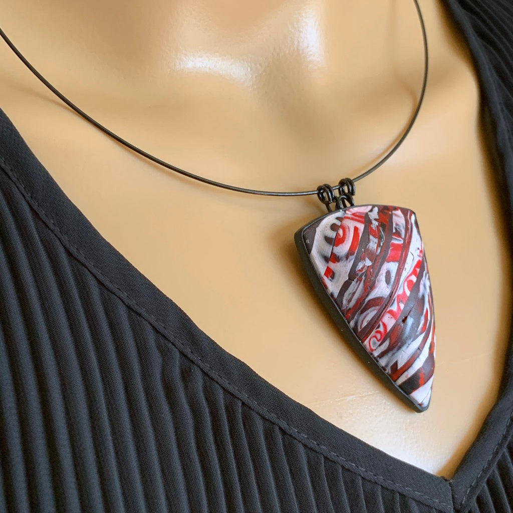 Feature Pendant red white and black collage: OOAK