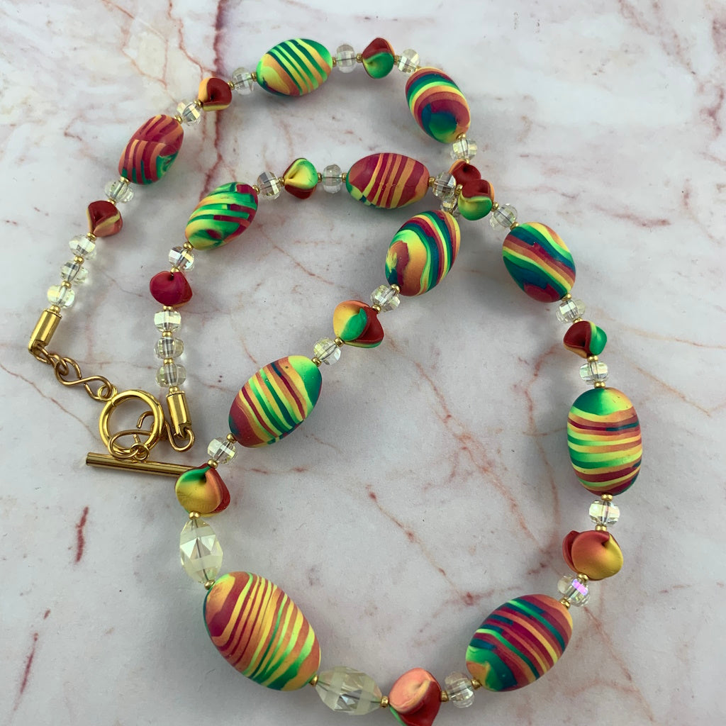 Multicolour ladies necklace, bracelet, and earring set