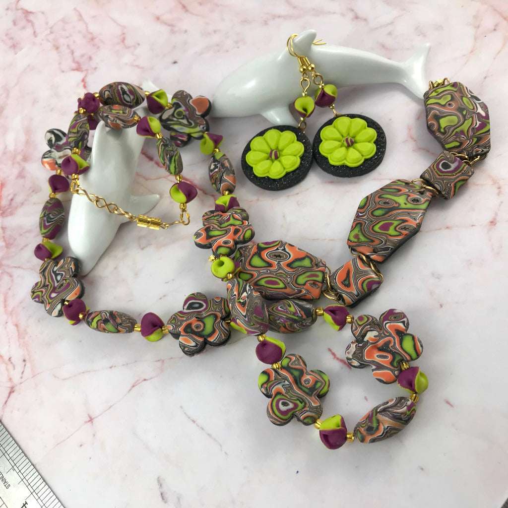 Ripple autum tone necklace set